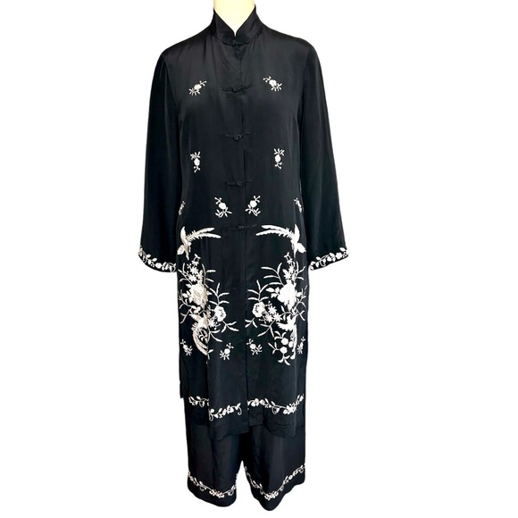 Sue Wong Jackets & Blazers - Sue Wong silk embroidered Cheongsam kimono duster/pants set